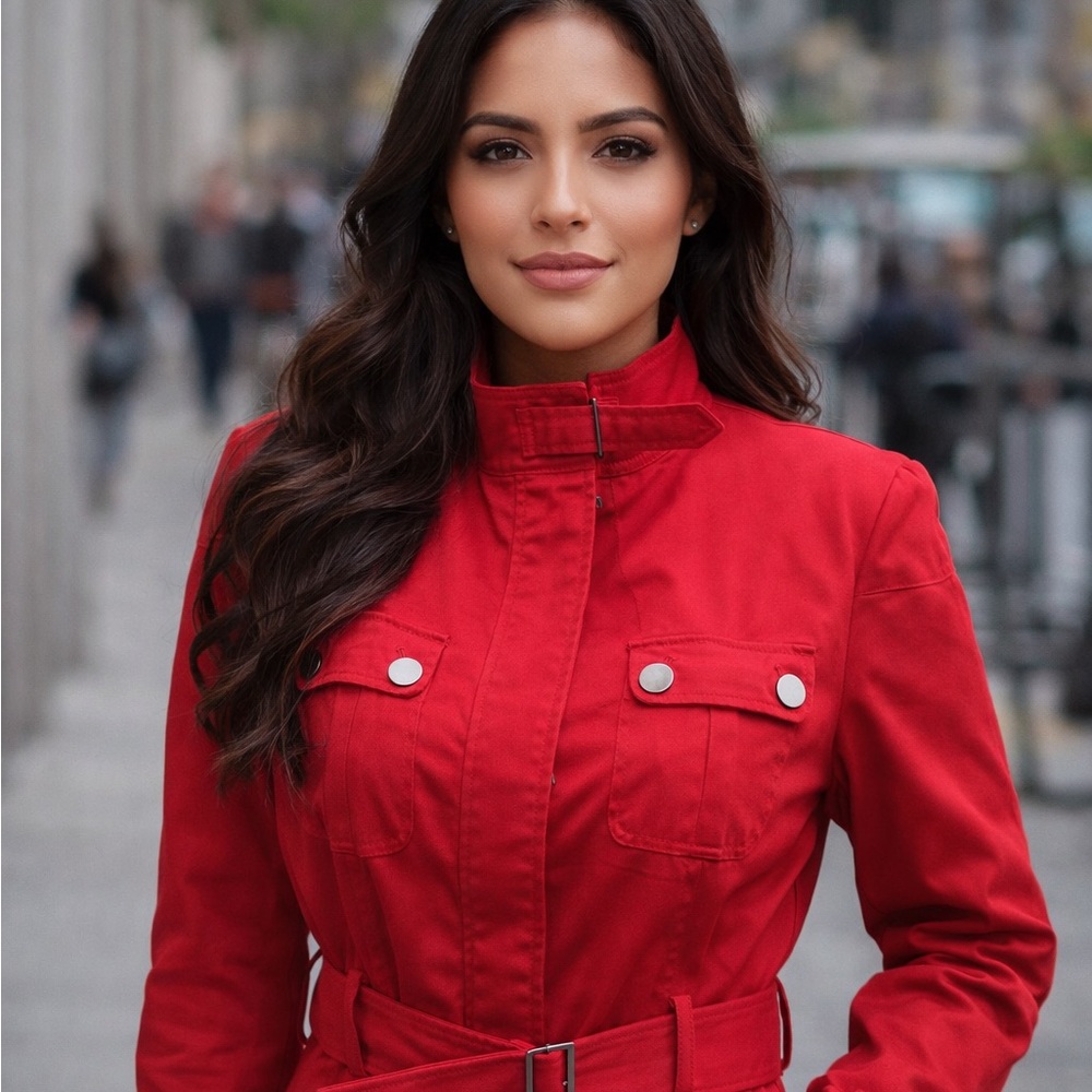 Zara Women's Red Belted Jacket